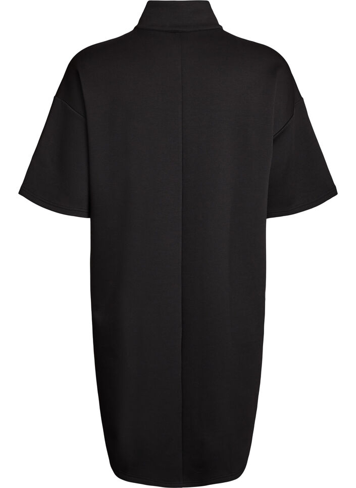 Kort genserkjole med høy hals og glidelås, Svart, Packshot image number 1