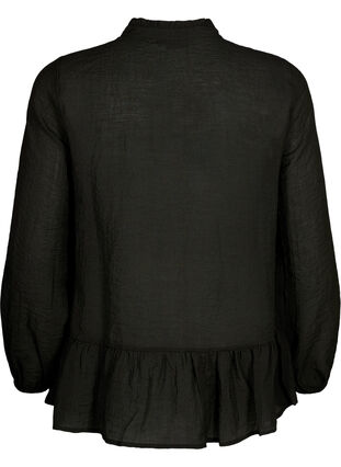 Zizzi Viskosebluse med peplum, Svart, Packshot image number 1