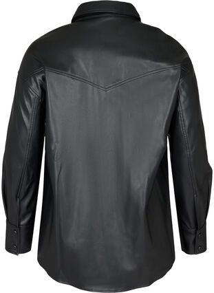 Skjortejakke i imitert skinn, Black, Packshot image number 1