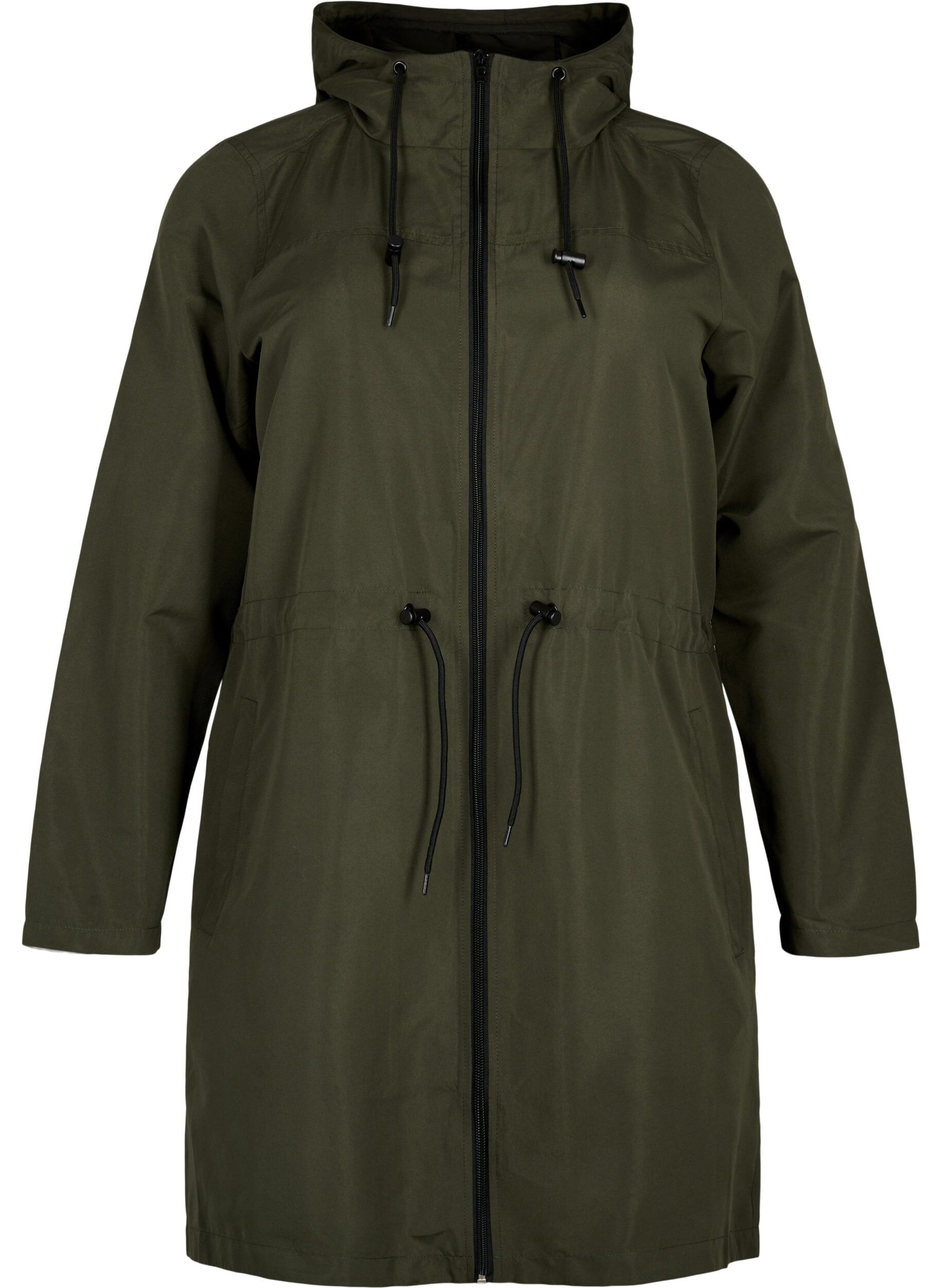 Zizzi FLASH - Vannavvisende parkas med hette, Black Ink, Packshot image number 0