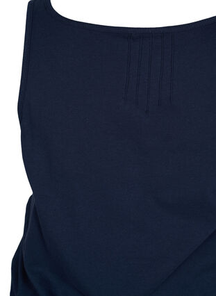 Ensfarget topp i bomull med strikk i bunnen, Navy Blazer, Packshot image number 3
