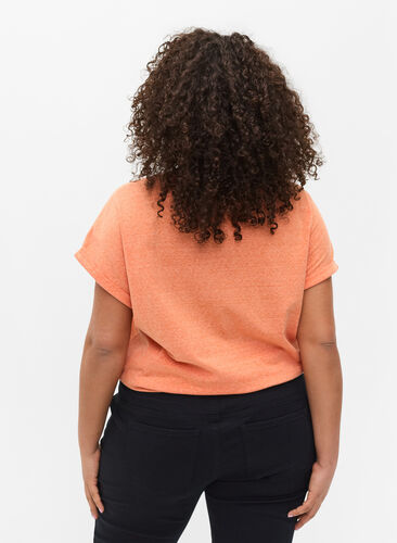 Melert T-skjorte i bomull, Amberglow Melange, Model image number 1