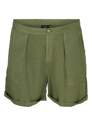 Løse shorts i lyocell med lommer, Kaki Green