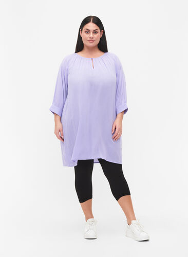 Tunika i viskose med 3/4-ermer, Lavender, Model image number 2