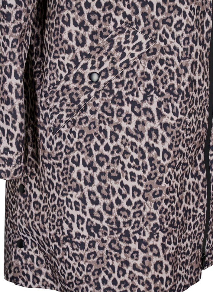 Regnjakke med lommer og hette, Brun, Packshot image number 3