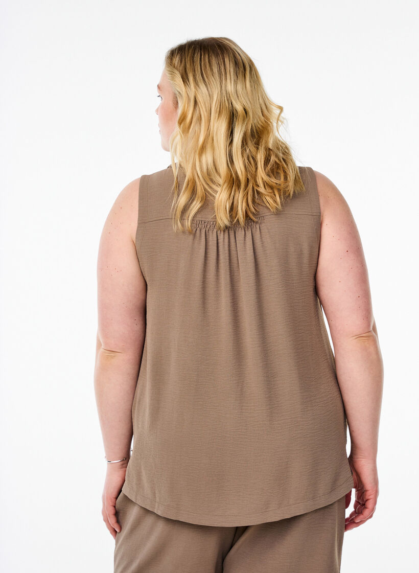 Ermel&oslash;s overdel med rynkedetaljer, Brun, Model image number 2