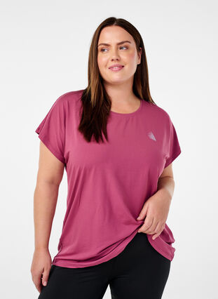 Zizzi Ensfarget t-skjorte til trening, Rød, Model image number 0