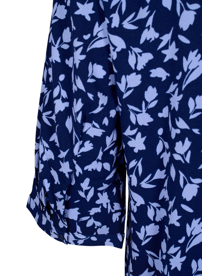 Blomstret tunika med 3/4 ermer, M. Blue Flower AOP, Packshot image number 3