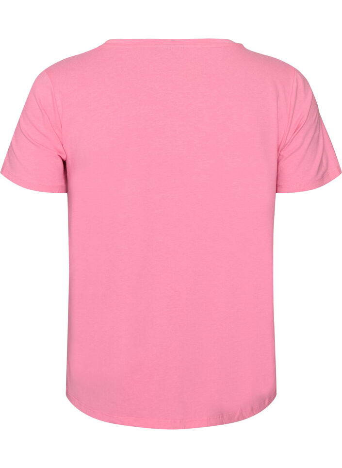 Ensfarget basis T-skjorte i bomull, Rosa, Packshot image number 1