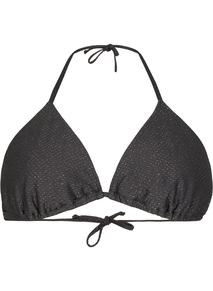 Trekantbikinitopp med glitter, Black, Packshot