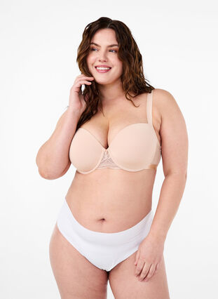 Zizzi Formstøpt BH med mesh, Nude, Model image number 4