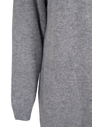 Zizzi Lang strikket cardigan med lommer, Grå, Packshot image number 3