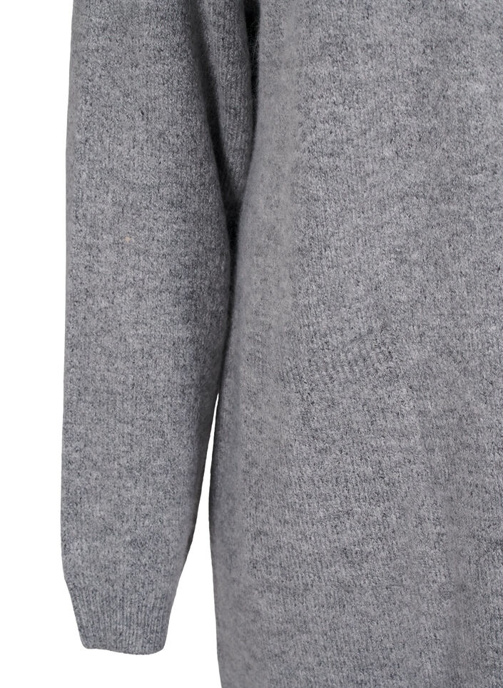 Lang strikket cardigan med lommer, Grå, Packshot image number 3