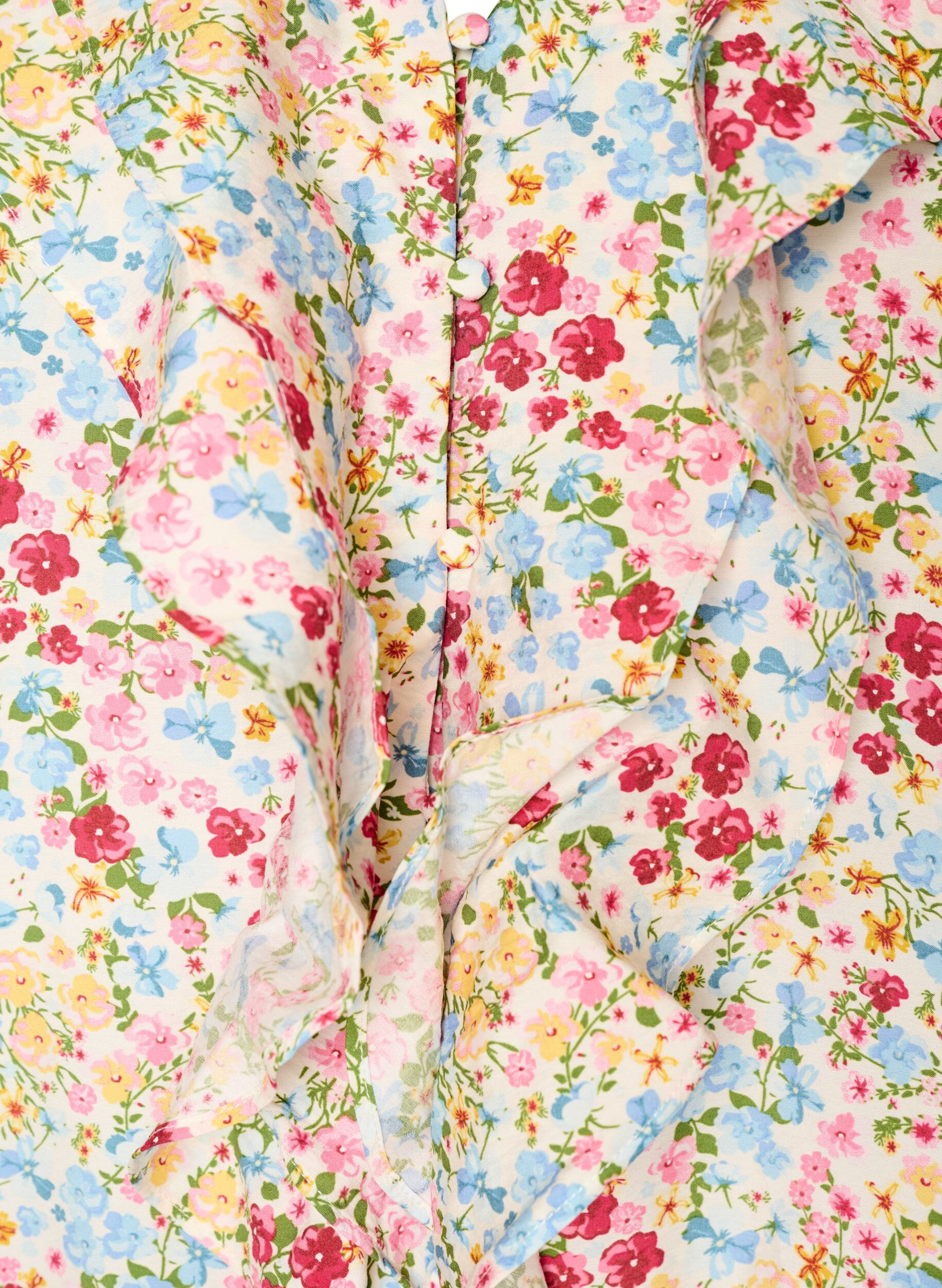 ZizziViskose bluse med blomstertrykk og 3/4 ermer, Bl&aring;, Packshot image number 2