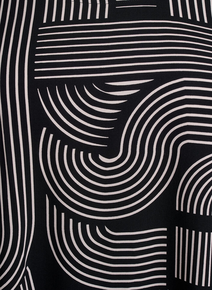 FLASH - Kortermet bluse i viskose med trykk, Svart, Packshot image number 2