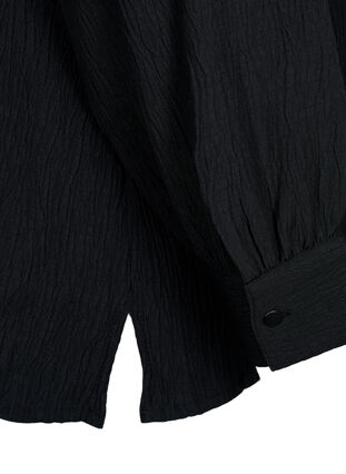 Langermet bluse med rynket krage, Black, Packshot image number 3