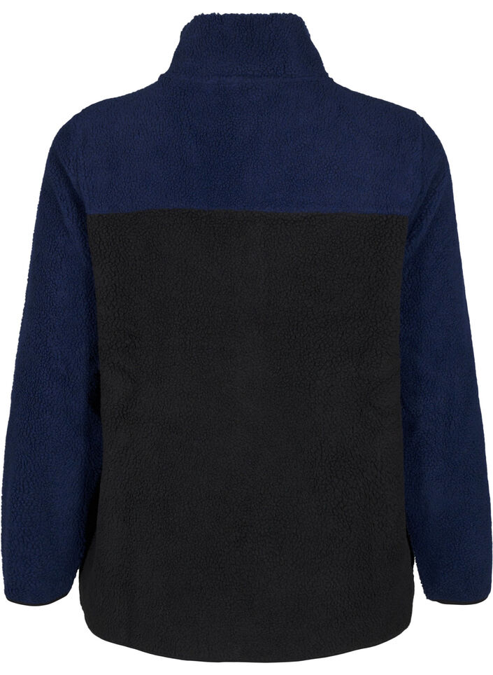 Teddy jakke med fargeblokk, Night Sky comb., Packshot image number 1