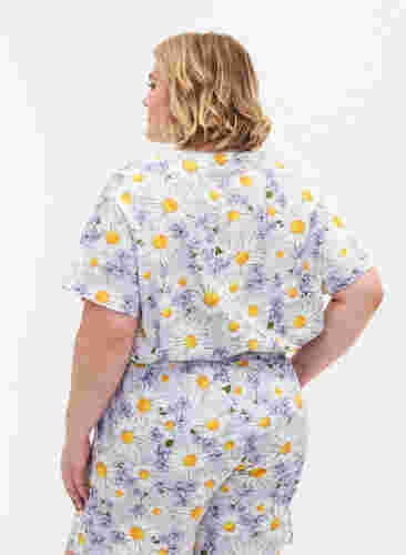 Oversize pysjamas T-skjorte med mønster, Lavender Blue AOP, Model image number 1
