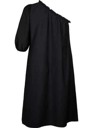 One-shoulder kjole av viskose, Black, Packshot image number 1
