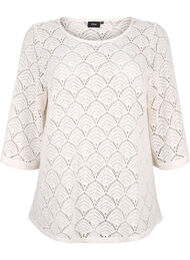 Hekle Bluse med 3 / 4 ermer, Sandshell