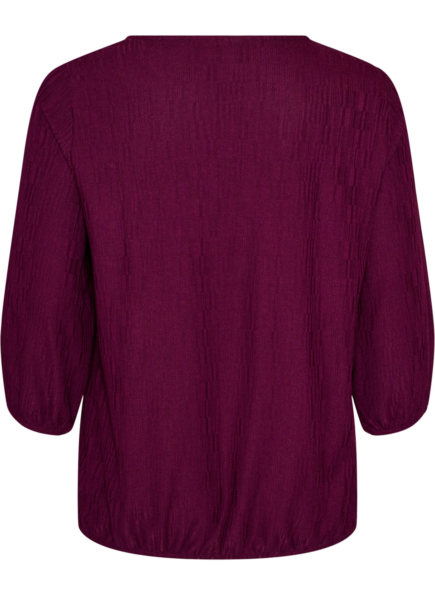 ZizziBluse med tekstur og 3/4 ermer, Lilla, Packshot image number 1