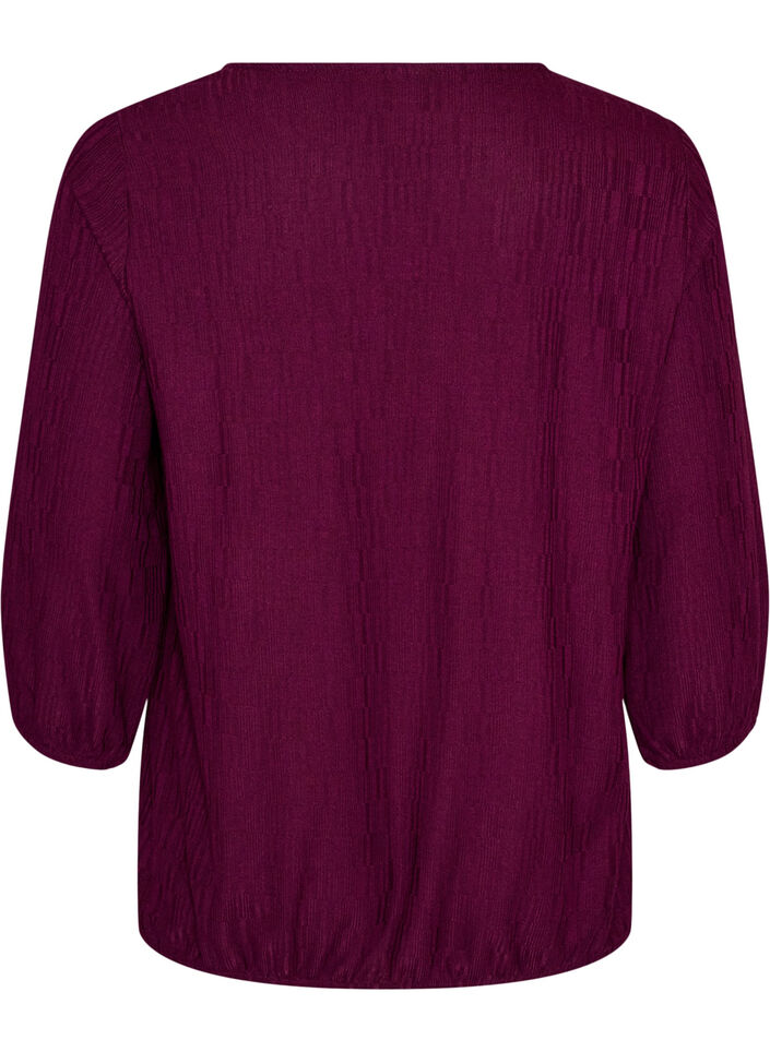Bluse med tekstur og 3/4 ermer, Lilla, Packshot image number 1