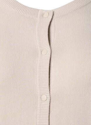 Ribbet cardigan med knappelukking, Pumice Stone, Packshot image number 2
