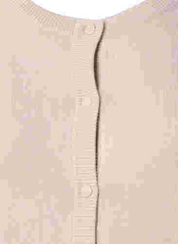 Ribbet cardigan med knappelukking, Pumice Stone, Packshot image number 2