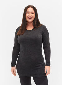 Melert sømløs undertrøye, Dark Grey Melange, Model
