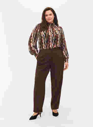 Mønstrete bluse med smock, Earthy Zig Zag, Model image number 2