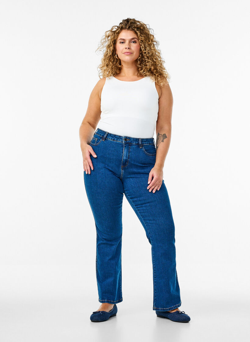 Ellen bootcut jeans med h&oslash;y midje, Bl&aring;, Model image number 0