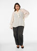 Viskosebluse med volanger og lange ermer, Vanilje, Model image number 1