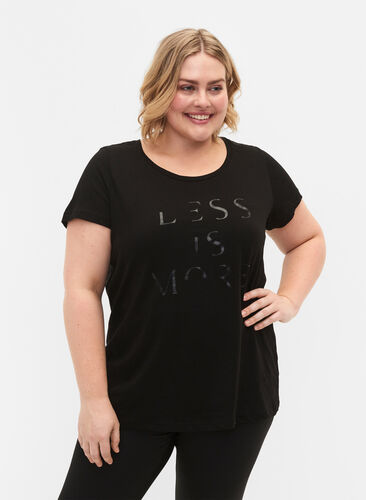 T-skjorte til trening med trykk, Black w.Less Is More, Model image number 0