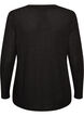 Jerseybluse med ribbestruktur og lange ermer, Svart, Packshot image number 1