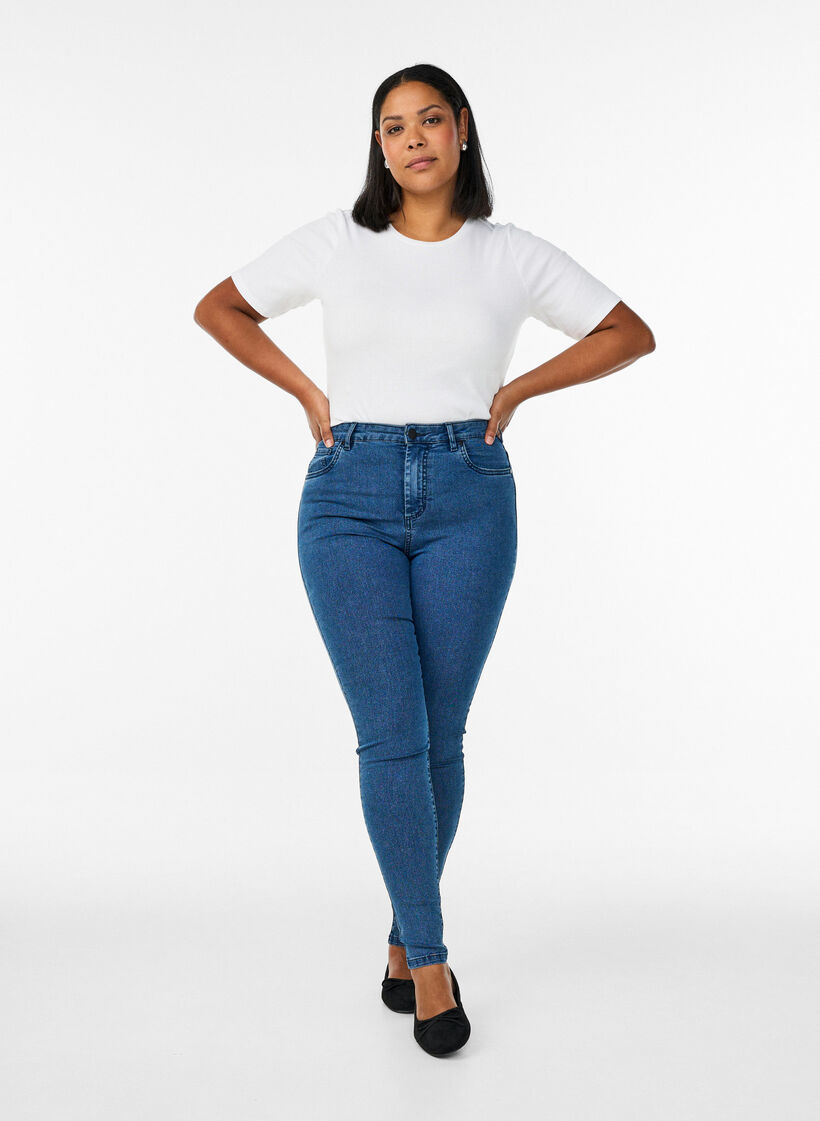 Amy jeans med h&oslash;y midje og ekstra smal passform, Bl&aring;, Model image number 0