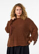 Strikket bluse med frynser på ryggen, Brun, Model image number 2