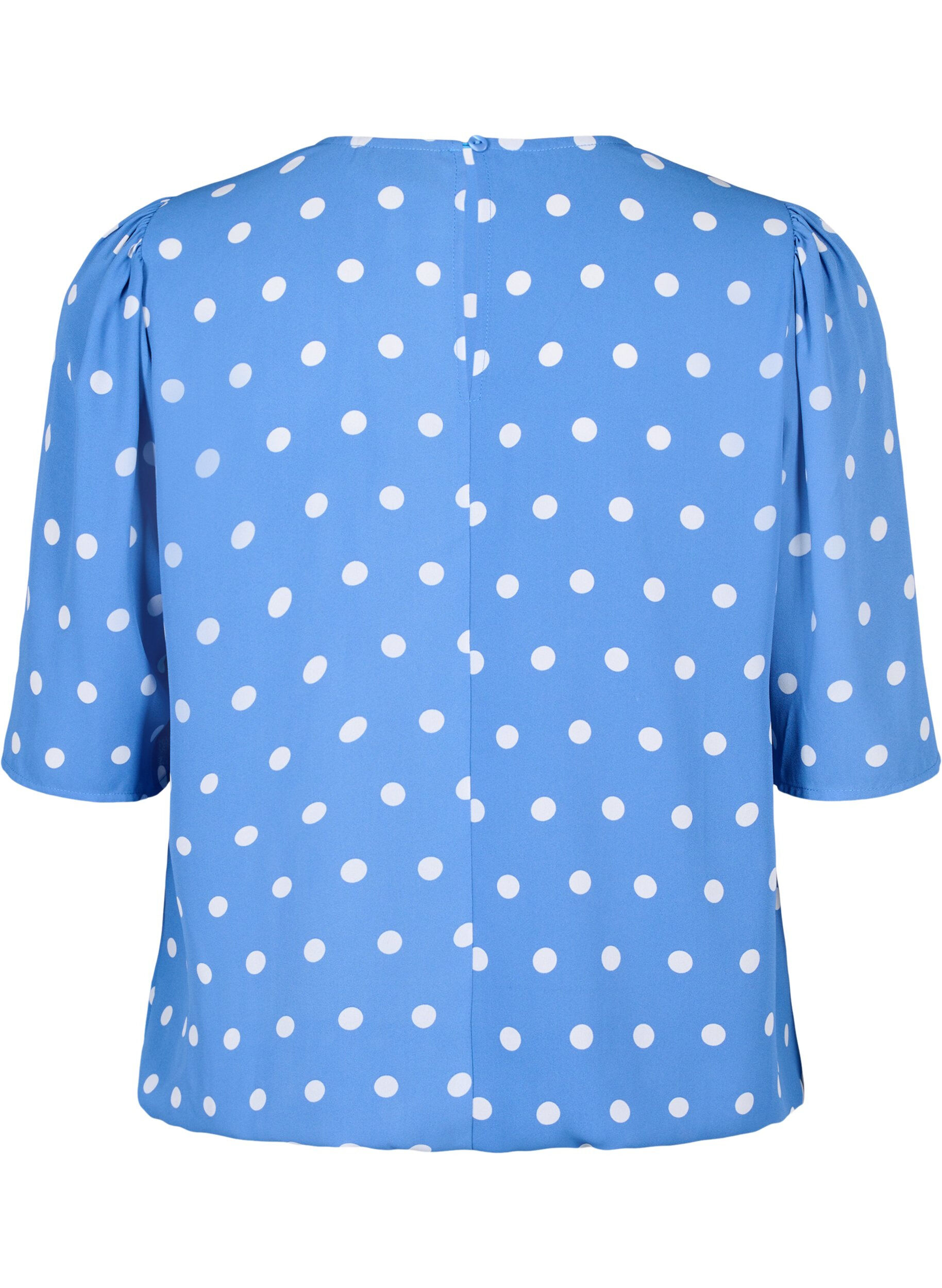 Zizzi Prikkete bluse med korte ermer, River S. White Dot, Packshot image number 1