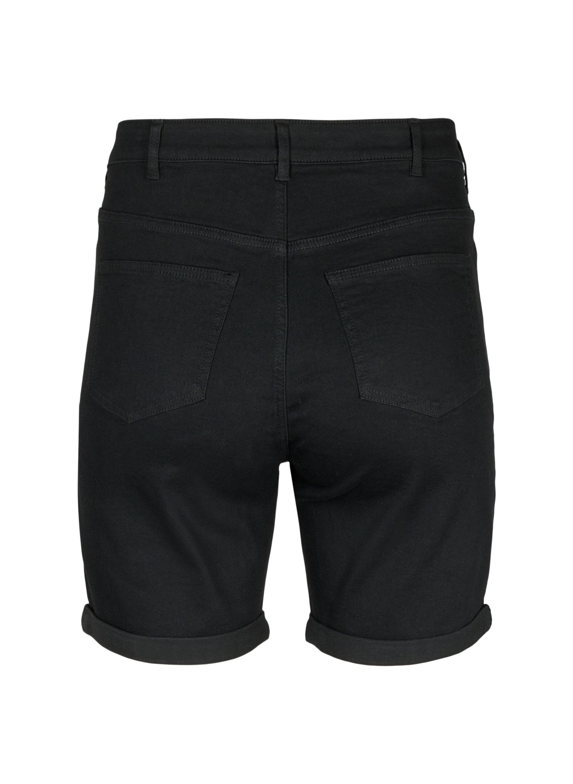 Zizzi Tettsittende dongerishorts med h&oslash;y midje, Black, Packshot image number 1