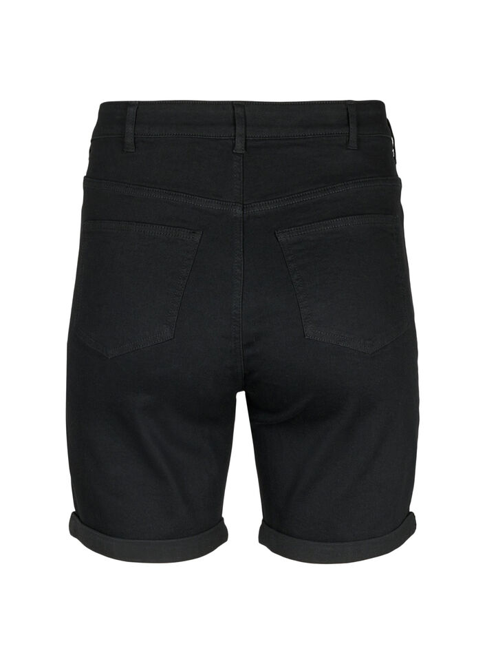 Tettsittende dongerishorts med høy midje, Black, Packshot image number 1