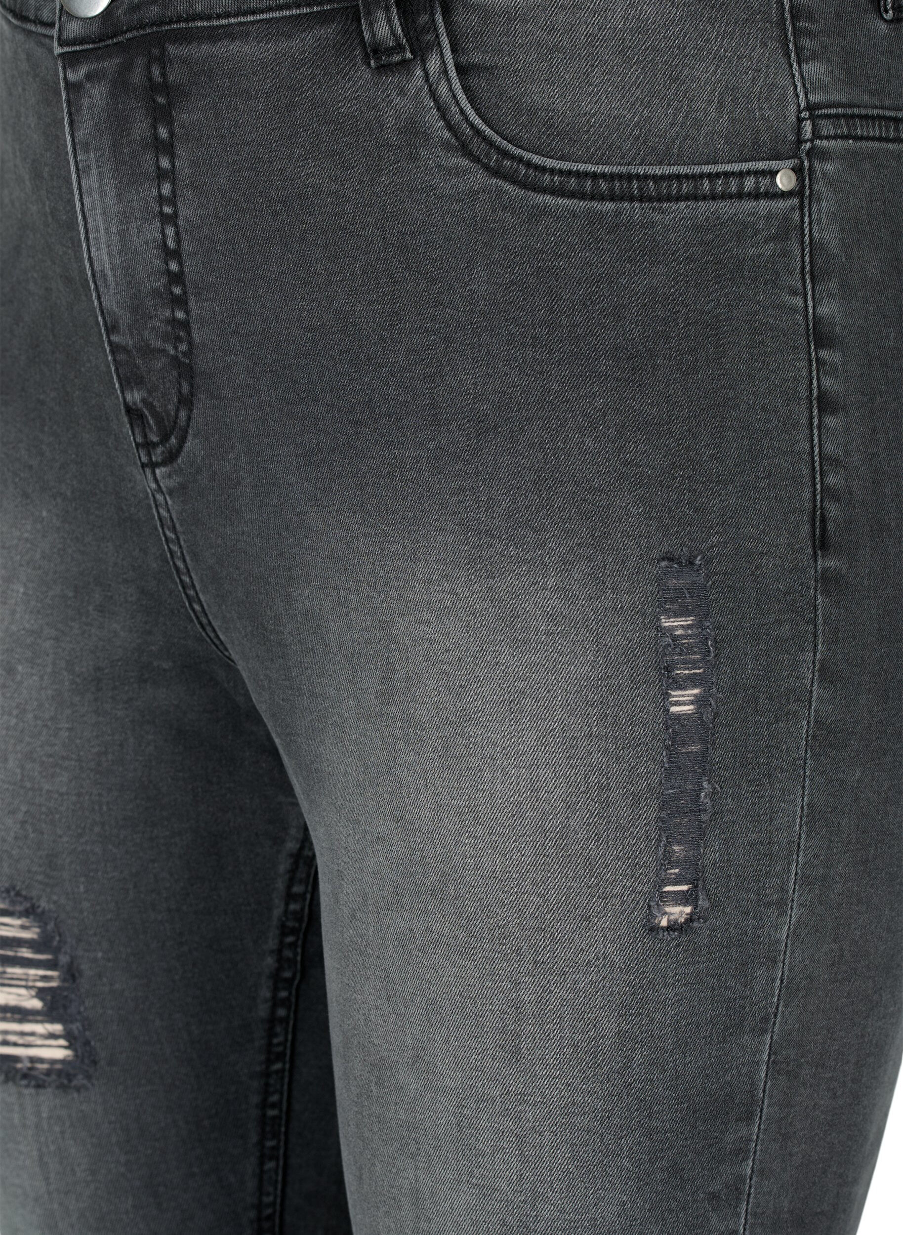 Zizzi Tettsittende jeans med detaljer, Grey Denim, Packshot image number 2