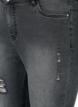 Tettsittende jeans med detaljer, Grey Denim, Packshot image number 2