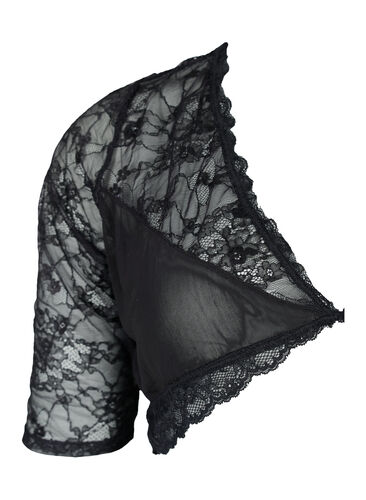 Kort blondetopp, Black, Packshot image number 2