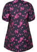 Kort jacquard omslagskjole, Black w. Red Rose, Packshot image number 1