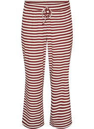 Stripete pyjamasbukser med h&oslash;y midje og vide ben, R&oslash;d