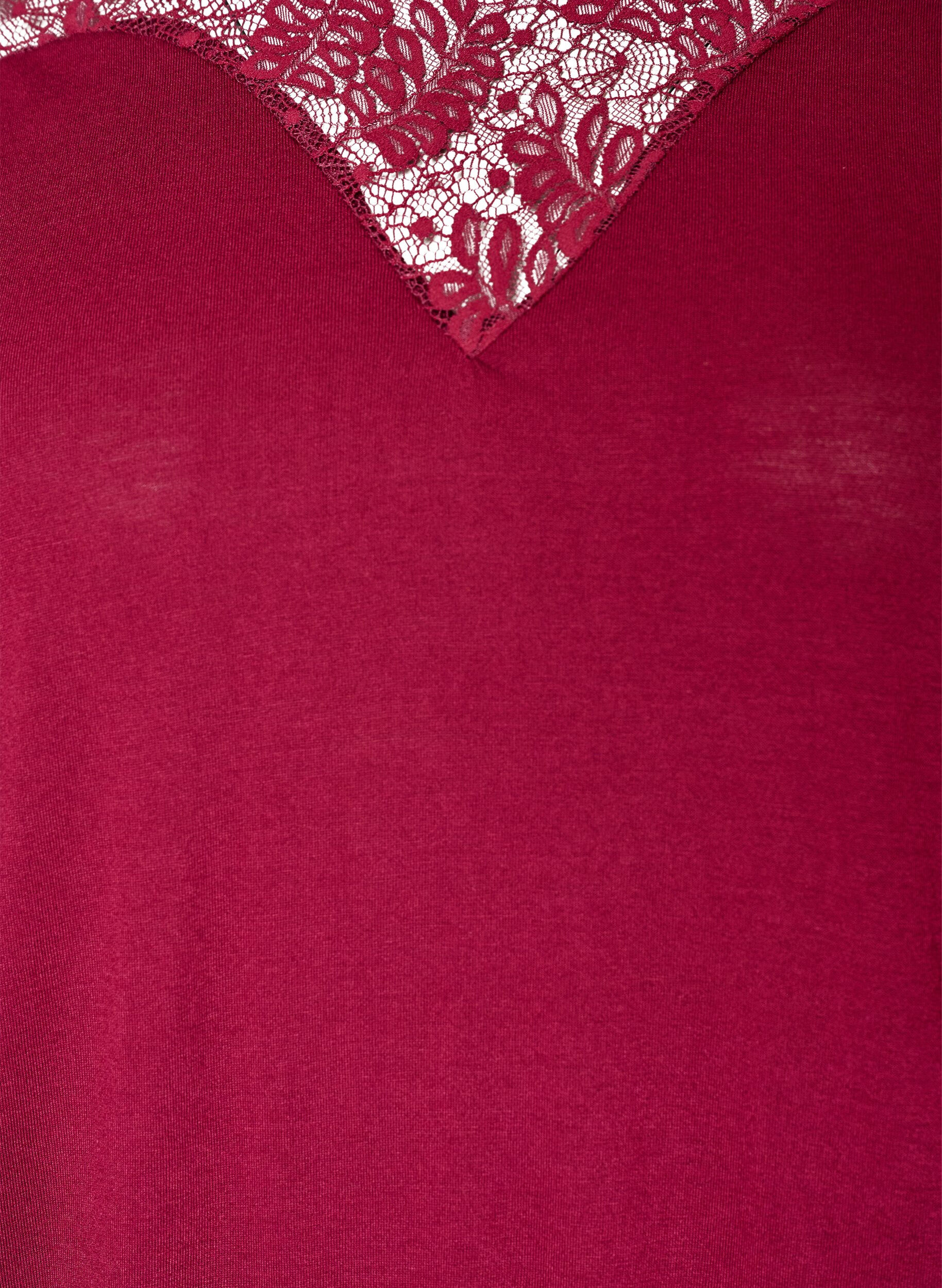 ZizziBluse med blondeinnsats og ballongermer, R&oslash;d, Packshot image number 2