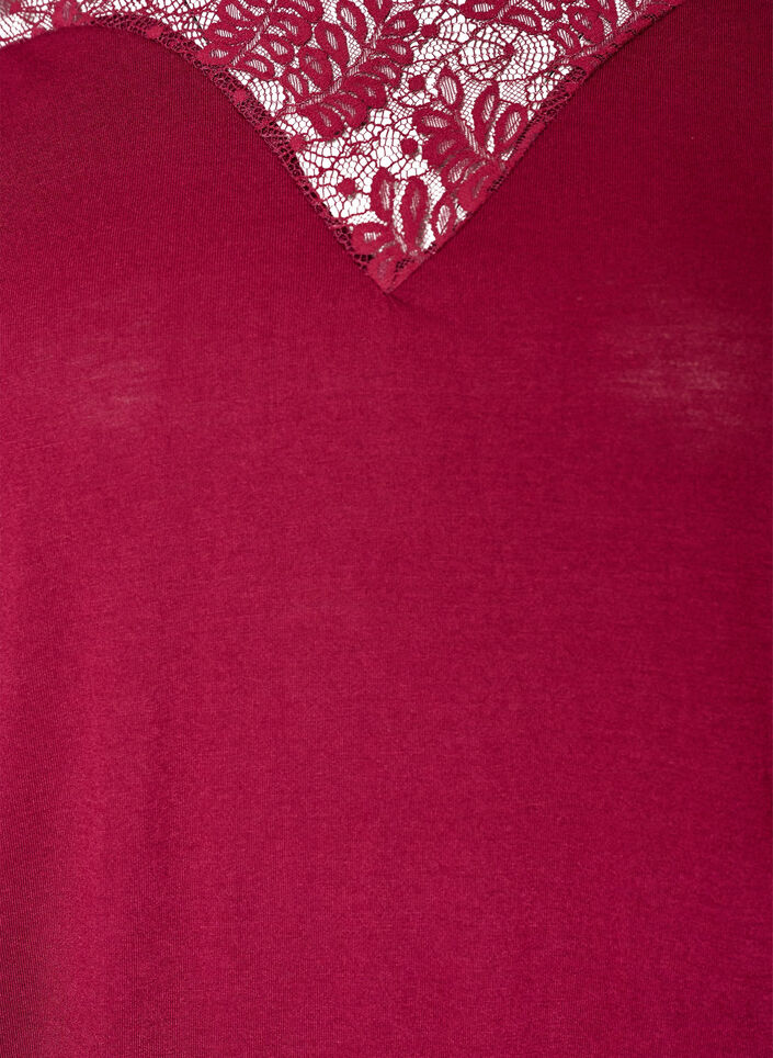 Bluse med blondeinnsats og ballongermer, R&oslash;d, Packshot image number 2