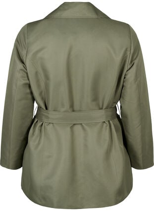 Zizzi Kort trenchcoat med belte, Grønn, Packshot image number 1