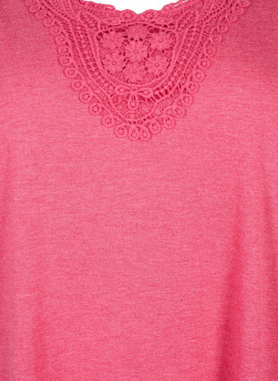 Ermeløs topp med blonder, Bright Rose Mel., Packshot image number 2