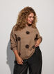 Strikkebluse med prikket m&oslash;nster, Brun, Model image number 0