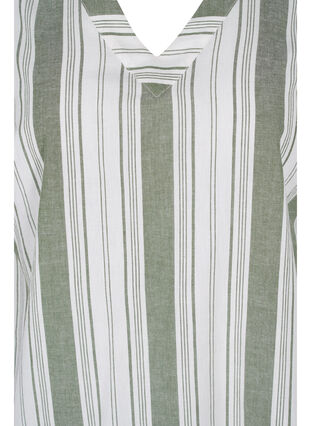 Stripete bomullskjole med korte ermer, Thyme Stripe, Packshot image number 2